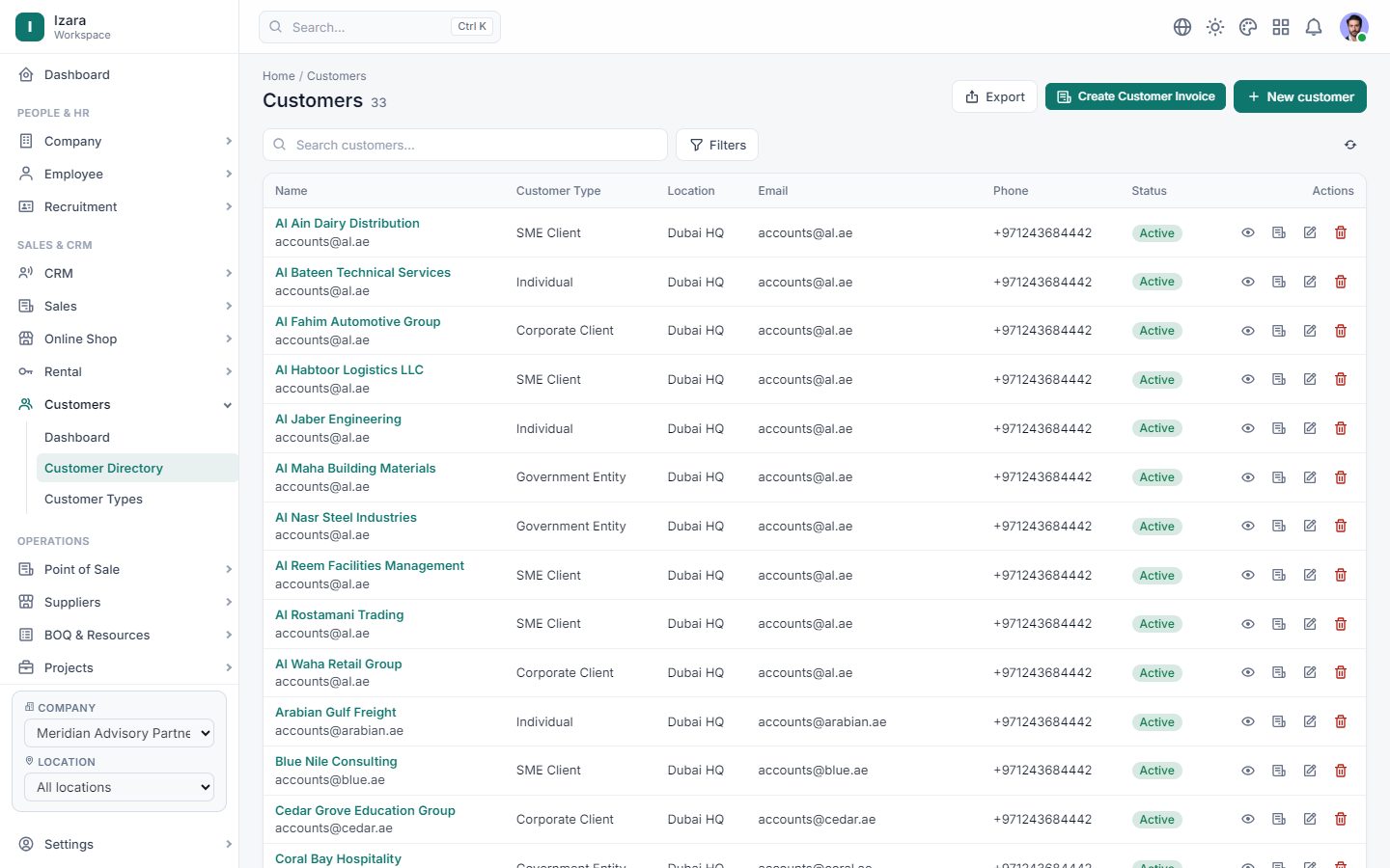 One customer register for every module