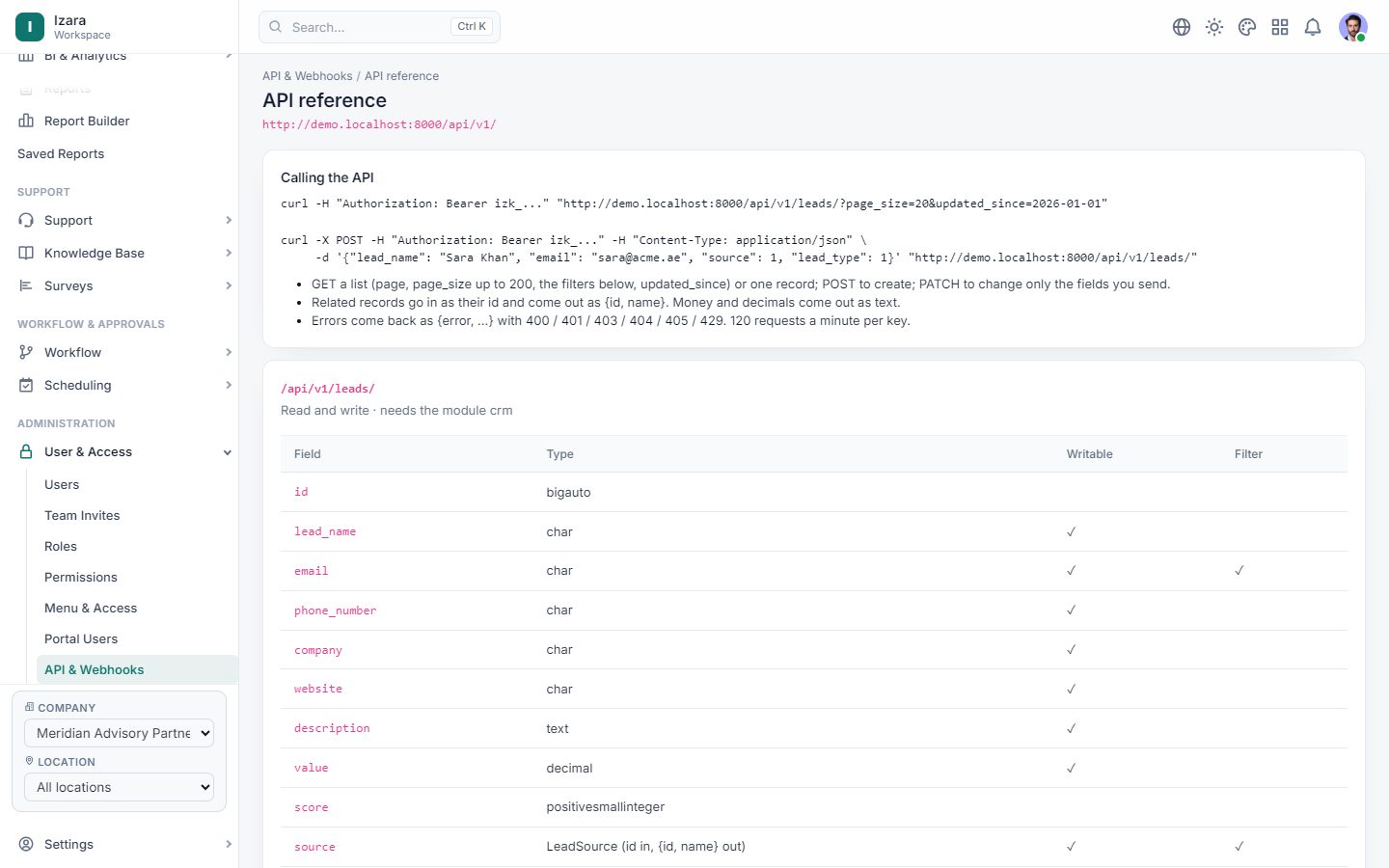 Built-in API documentation