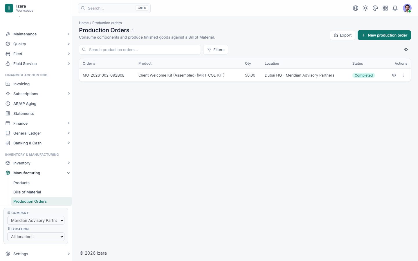 Production orders and their status